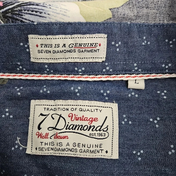 Vintage 7 Diamonds Hawaiian Floral Shirt Short Sleeve Button Collared - Picture 5 of 7
